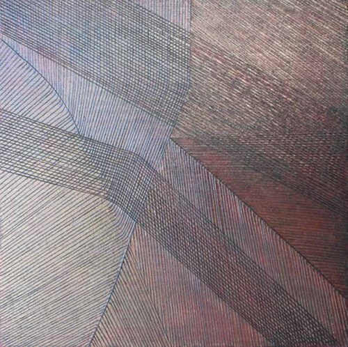 Wendy Kelly Indirect current Oil acrylic and thread on canvas 60 x 60 cm